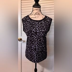 Jillian & Nicole Elegant Black and Gray Leopard Print Blouse